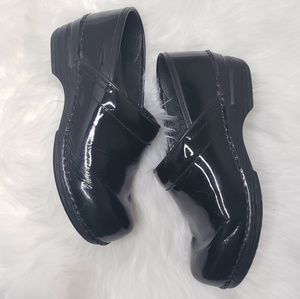 Dansko Black Patent Leather Clogs
